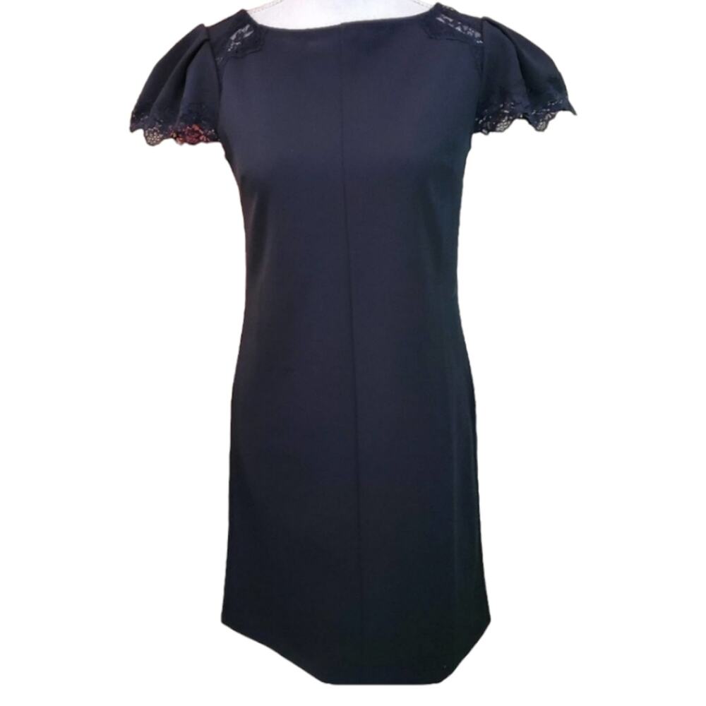 MSRP $139 NWT Ann Taylor Size 0 Black Mid-Length Shift Dress